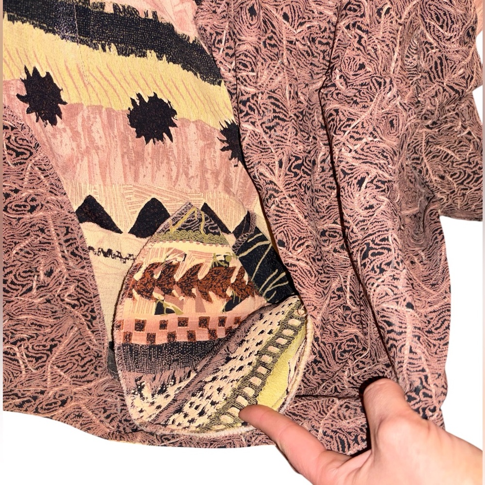 Vintage Susan Burrowes Laura Kieffer Art Knit Wrap Tie Top Boho Southwest - Picture 5 of 8